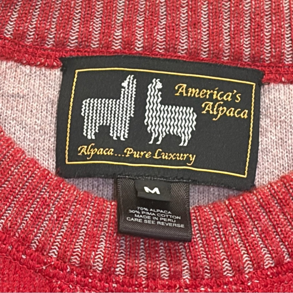 Alpaca Red Classic Sweater (America's Alpaca) Woolrich Style - Picture 4 of 4